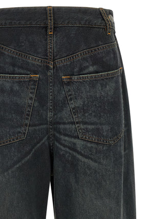 Blue Cotton Flared Jeans