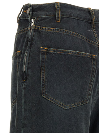 Blue Cotton Flared Jeans