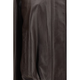 Brown Leather Bomber