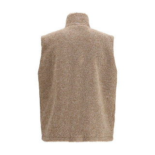 Beige Polyester Sleeveless Jacket
