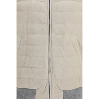 Beige Calf Leather Bos Taurus Sleeveless Jacket