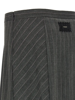 Gray Polyester Long Skirt