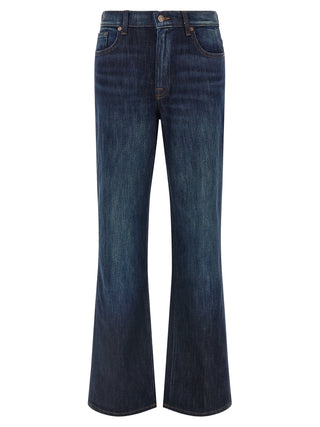 Blue Cotton Flared Jeans