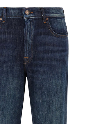 Blue Cotton Flared Jeans