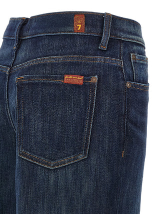 Blue Cotton Flared Jeans