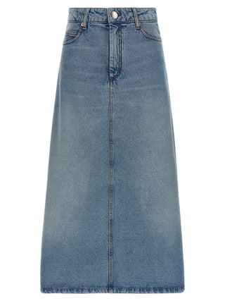 Blue Cotton Midi Skirt