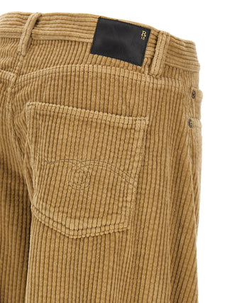 Beige Cotton Casual Pants