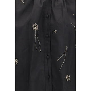 Black Cotton Pattern Shirt