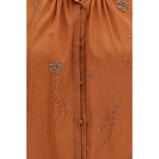Orange Cotton Pattern Shirt