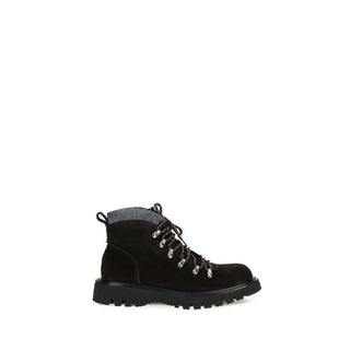 Brown Suede Leather Lace-Up Boots