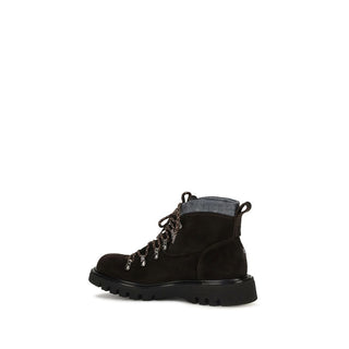 Brown Suede Leather Lace-Up Boots