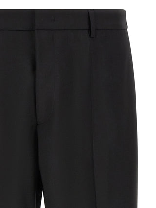 Black Virgin Wool Cropped Pants