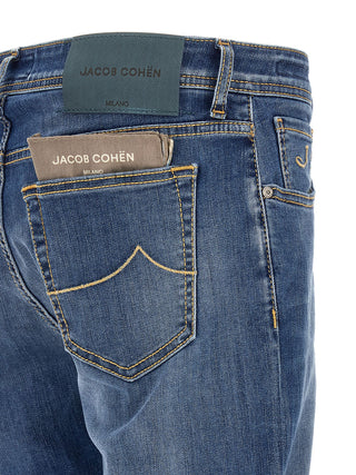 Blue Cotton Straight-Leg Jeans