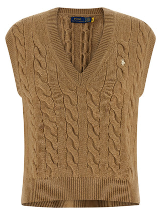 Beige Wool Sleeveless Jacket