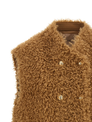 Brown Polyester Sleeveless Jacket