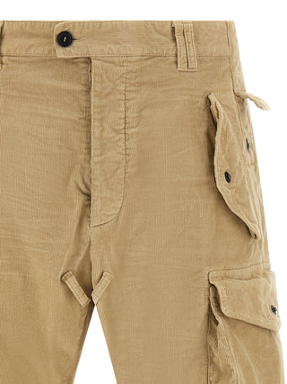 Beige Cotton Cargo Pants