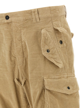 Beige Cotton Cargo Pants