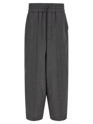 Gray Virgin Wool Casual Pants