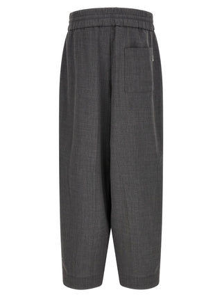 Gray Virgin Wool Casual Pants