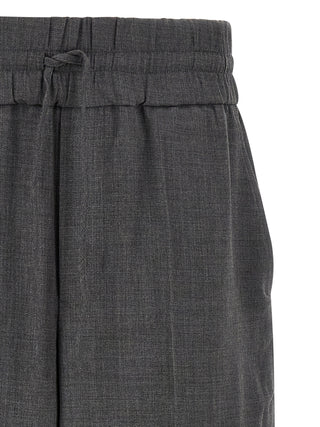 Gray Virgin Wool Casual Pants