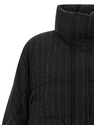 Gray Virgin Wool Full-Length Jacket