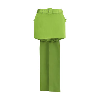 Bicolor Polyester Mini Skirt