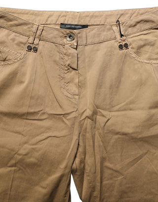 Brown Straight Cotton Stretch Chino Pants