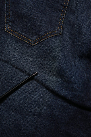 Dark Blue Washed Mid-Waisted Flared Denim Casual Jeans