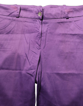 Violet Cotton Stretch High Waist Cropped Trouser Pants