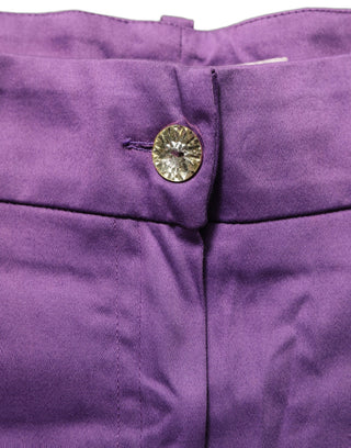 Violet Cotton Stretch High Waist Cropped Trouser Pants