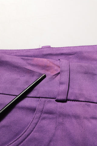 Violet Cotton Stretch High Waist Cropped Trouser Pants