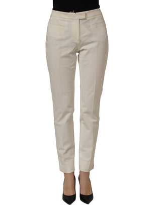 Off White MidWaist Tapered Women Chino Trouser Pants