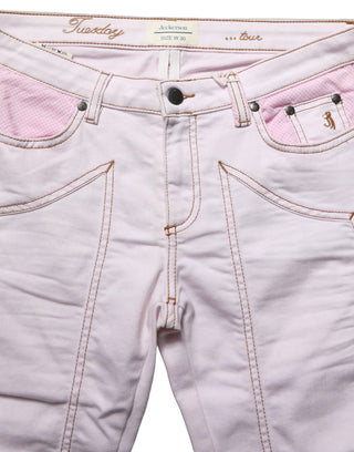 Light Pink Cotton Mid Waist Denim Trouser Jeans