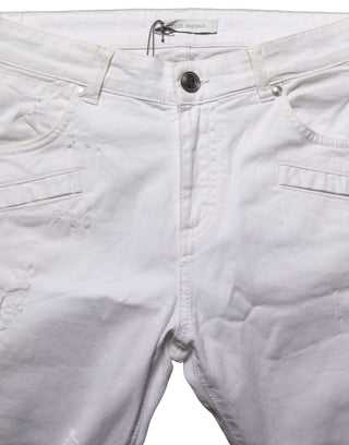 White Cotton Stretch Skinny Denim Trouser Jeans