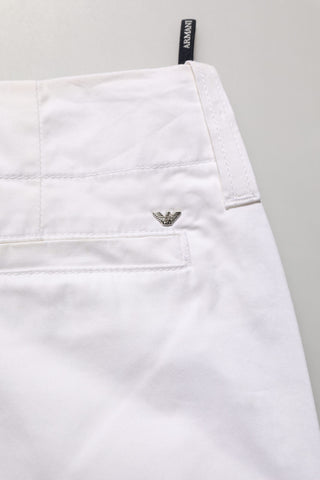 White Mid Waist Cotton Stretch Trouser Pants