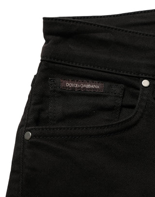 Black Cotton Stretch Skinny Denim Jeans