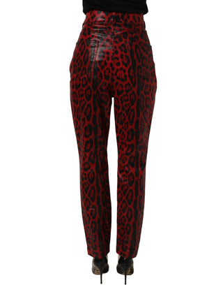 Red Leopard Cotton 5 Pockets Trouser Jeans