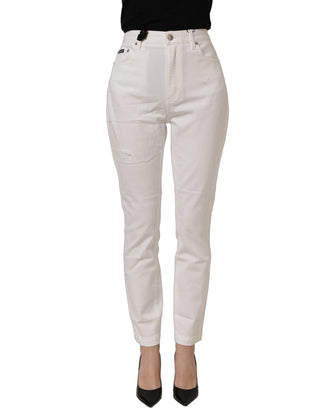 White Cotton Stretch Skinny Denim Jeans