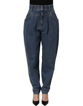 Dark Blue Cotton Stretch Tapered Denim Jeans