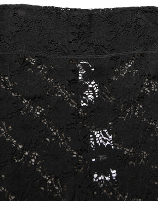 Black High Waist Sheer Floral Lace Shorts