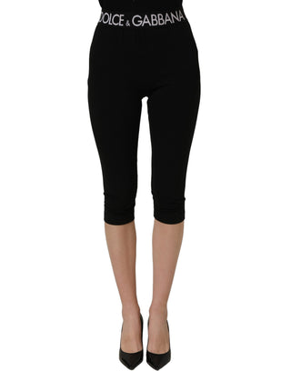 Black Cotton HighWaist Cropped Leggings Pants