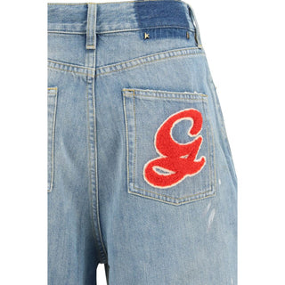 Blue Cotton Boyfriend Jeans