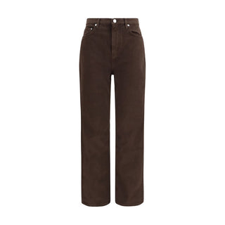 Brown Cotton Straight-Leg Jeans