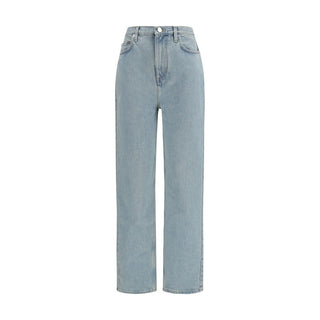 Blue Cotton Straight-Leg Jeans