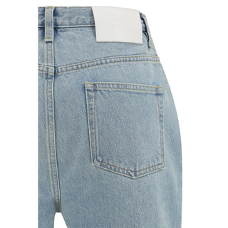 Blue Cotton Straight-Leg Jeans
