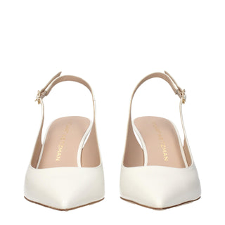 Beige Leather High Heel Pumps