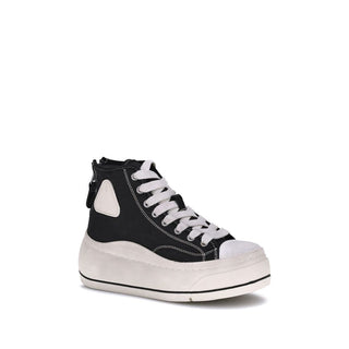Black Cotton Platform Sneakers