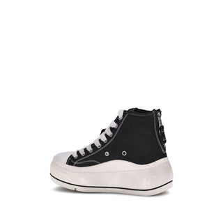 Black Cotton Platform Sneakers