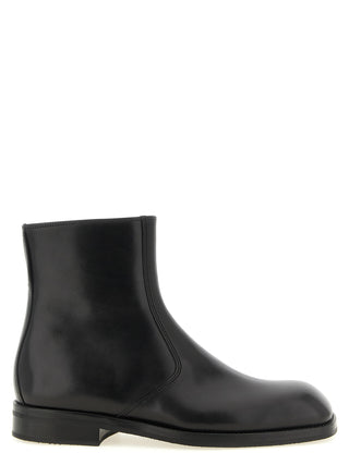 Black Lamb Leather Ankle Boots