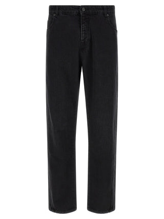 Black Cotton Straight-Leg Jeans
